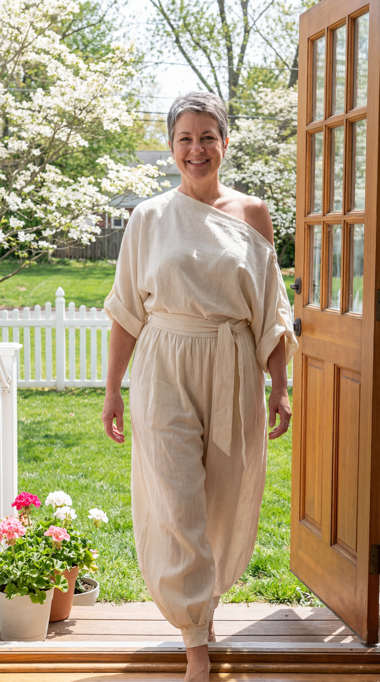 Evadne Elegant One-Shoulder Two-Piece Set