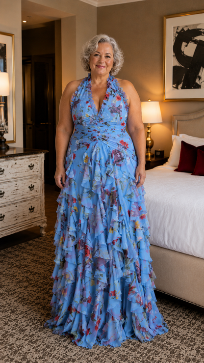 Bellatrix - Floral Halter Maxi Dress