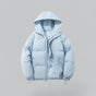 Men's quilted hooded parka jacket with zip front, pockets and adjustable hem