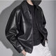 Men's zip front jacket with pointed collar and long sleeves