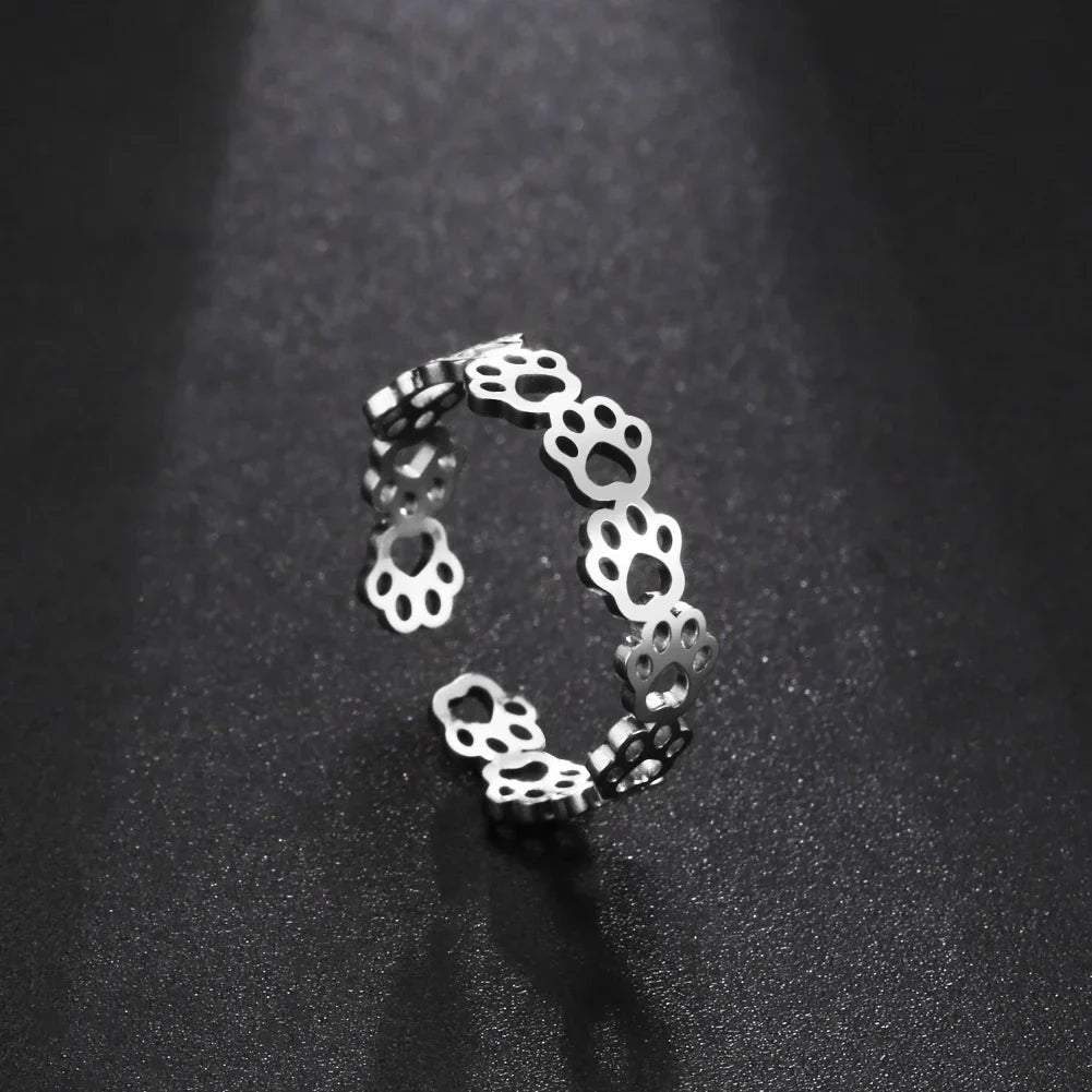 Penelope Adjustable Paw Print Ring 1