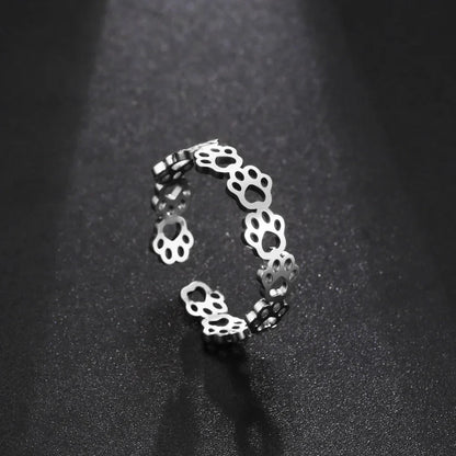Penelope Adjustable Paw Print Ring 1
