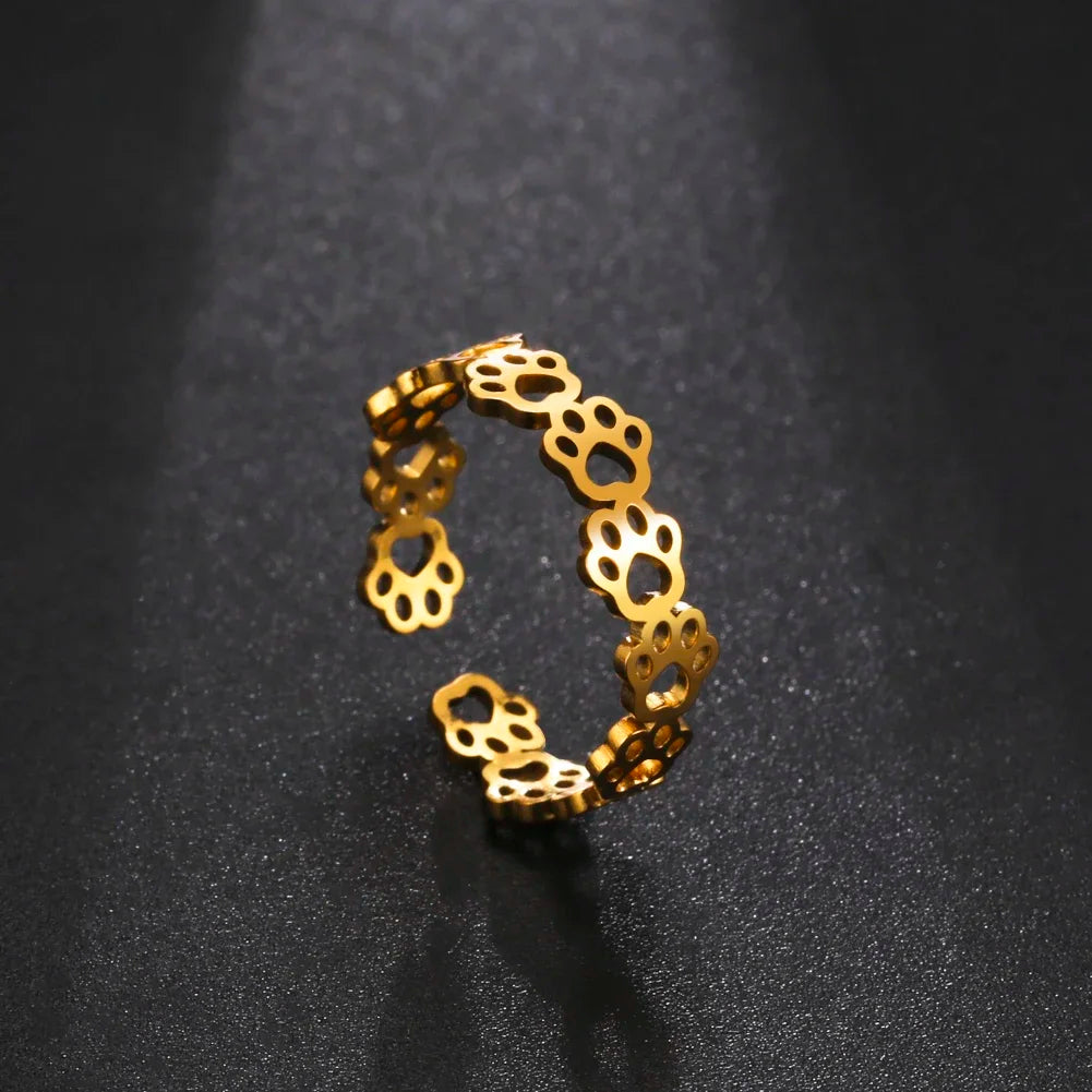 Penelope Adjustable Paw Print Ring 2