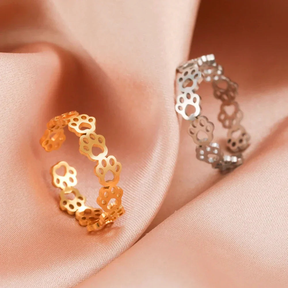 Penelope Adjustable Paw Print Ring 3