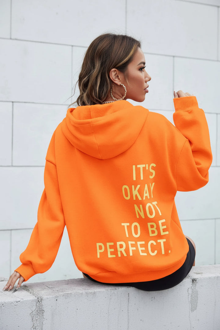 Women's graphic hoodie with hood, long sleeves and back text print