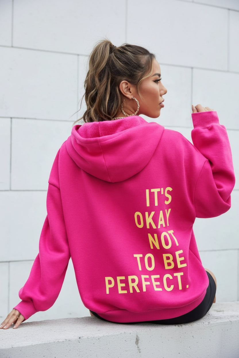 Women's graphic hoodie with hood, long sleeves and back text print