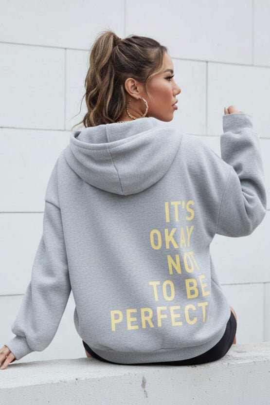 Women's graphic hoodie with hood, long sleeves and back text print