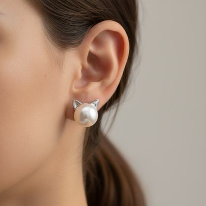 Piper Cat Pearl Stud Earrings 1