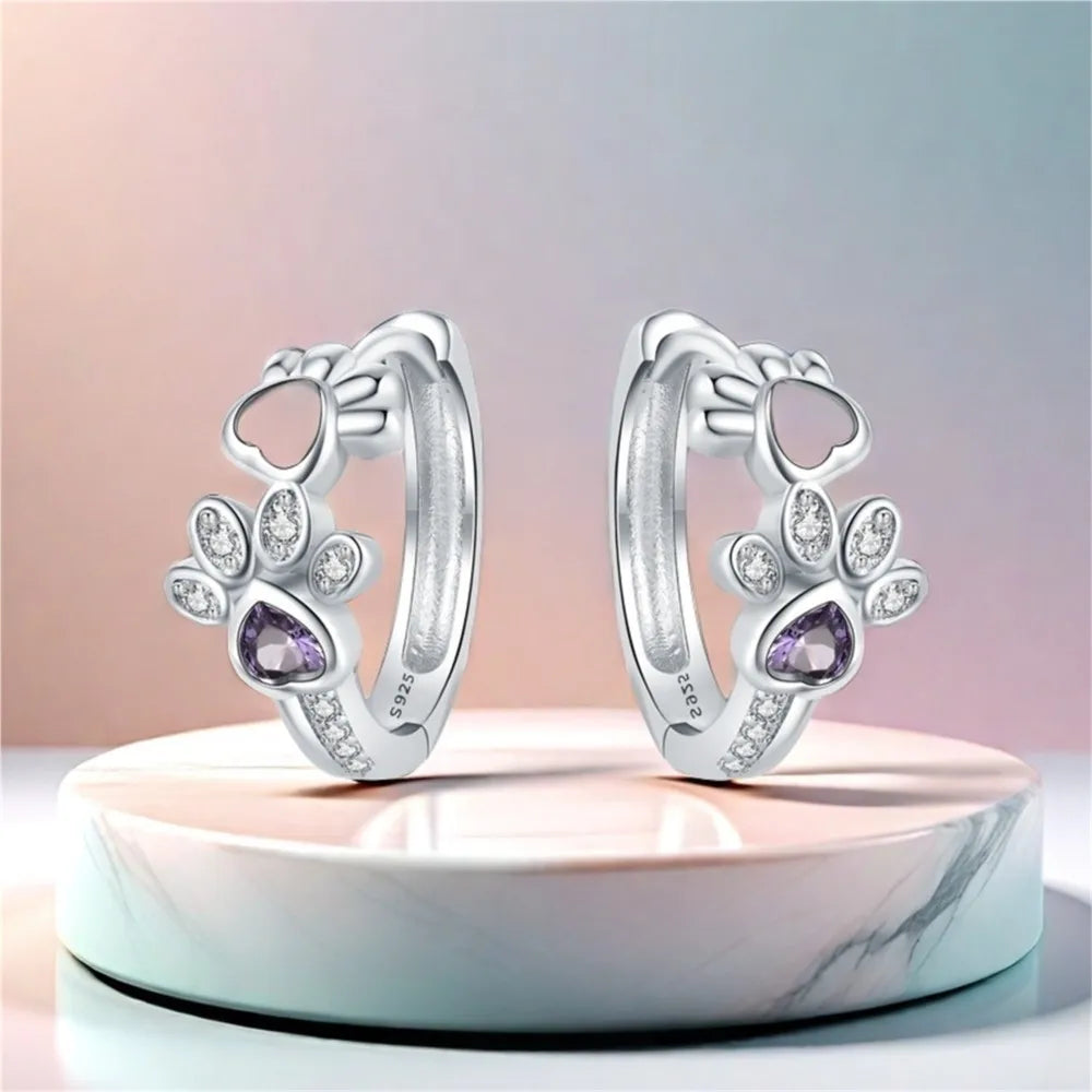 Piper Paw Print Huggie Earrings 1