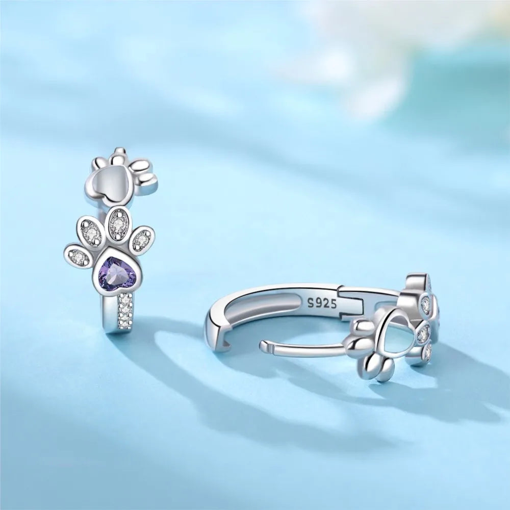 Piper Paw Print Huggie Earrings 2