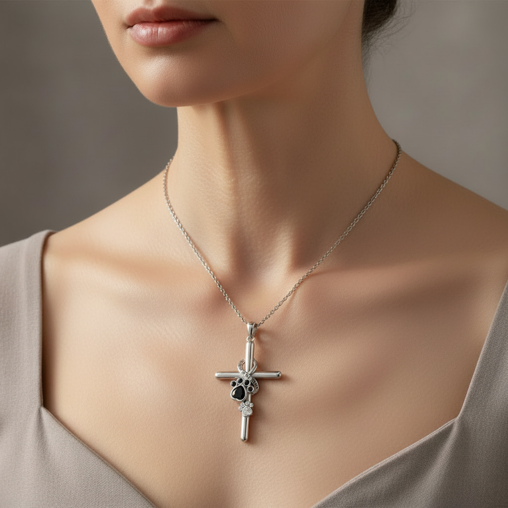 Piper Paw & Cross Necklace 2