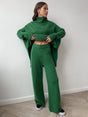 Women's plain turtleneck knit top and wide-leg pants set
