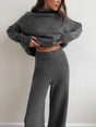 Women's plain turtleneck knit top and wide-leg pants set