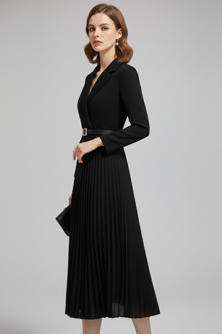 Women's Belted Blazer Dress – Tailored Wrap Jacket Dress for Office & Events 3
