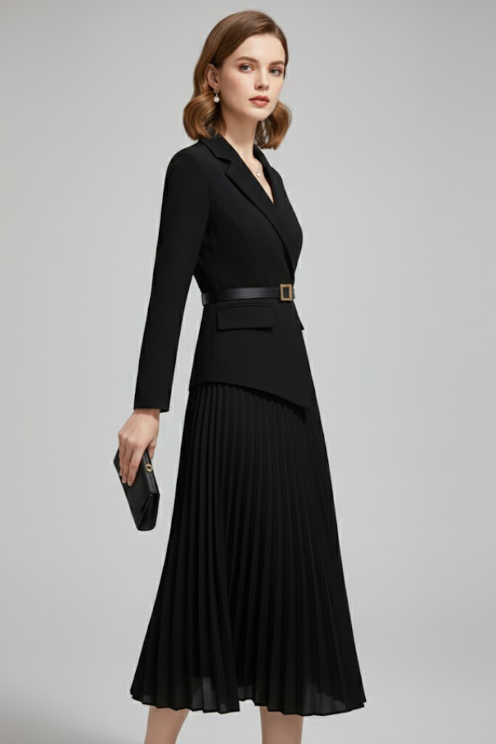 Women's Belted Blazer Dress – Tailored Wrap Jacket Dress for Office & Events 4