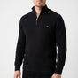Men's ribbed mock neck sweater with half-zip fastening and long sleeves