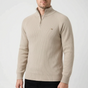 Men's ribbed mock neck sweater with half-zip fastening and long sleeves