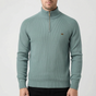 Men's ribbed mock neck sweater with half-zip fastening and long sleeves