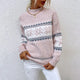 Women's geometric patterned knit sweater with crew neck and long sleeves