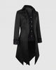 Women's embroidered long tailcoat jacket with raised collar, decorative buttons and pointed tails