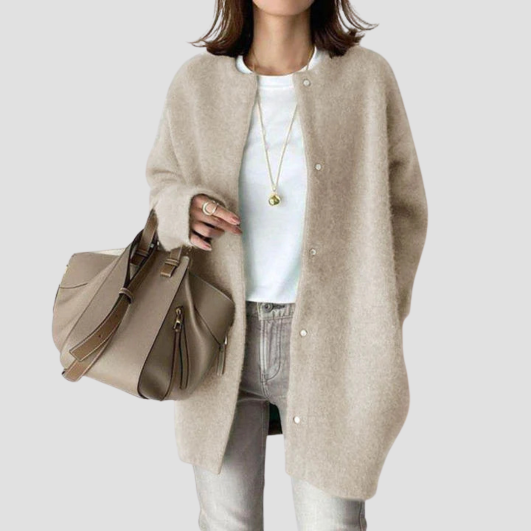 Women's long button-front textured cardigan