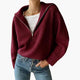 Women's ribbed hooded sweater with half-zip front