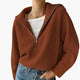 Women's ribbed hooded sweater with half-zip front