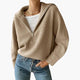 Women's ribbed hooded sweater with half-zip front