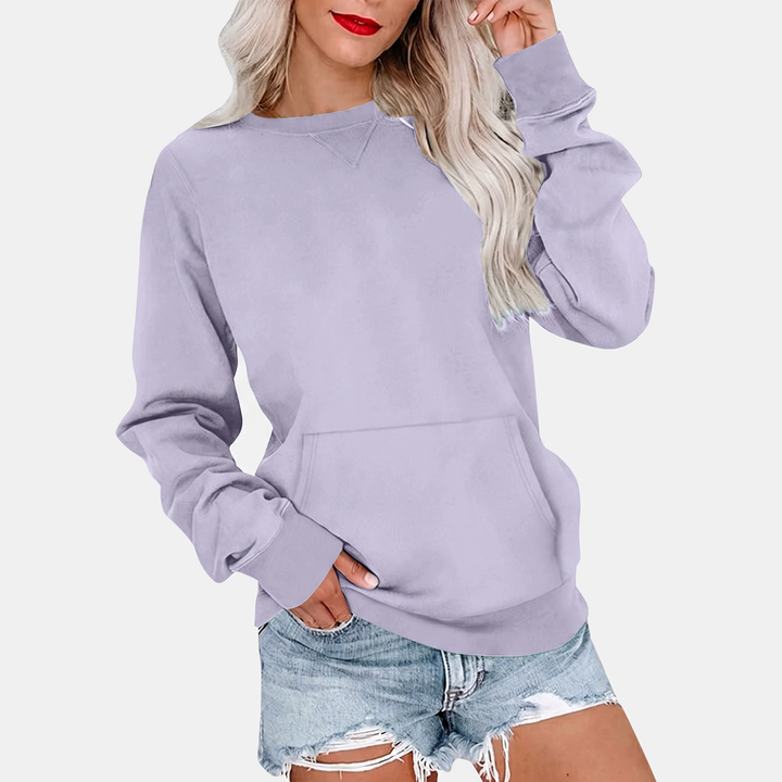 Women's oversized crew neck sweatshirt with kangaroo pocket