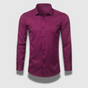 Men's long-sleeve solid shirt with pointed collar and button front