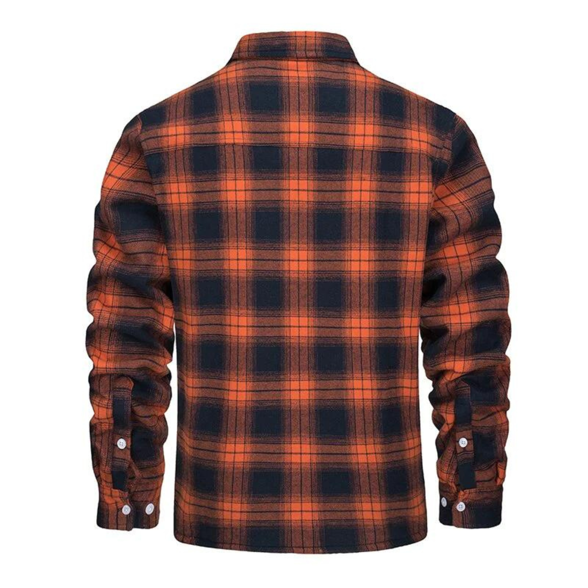 Men's checked plaid shirt jacket with sherpa lining and chest pockets