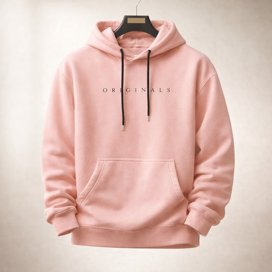 Relaxed fit pullover hoodie with drawstring hood, long sleeves, kangaroo pocket and chest lettering