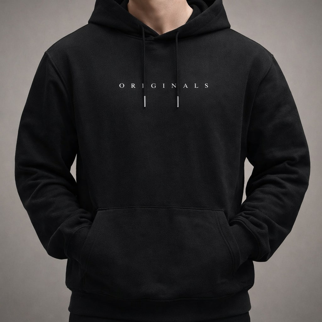 Relaxed fit pullover hoodie with drawstring hood, long sleeves, kangaroo pocket and chest lettering