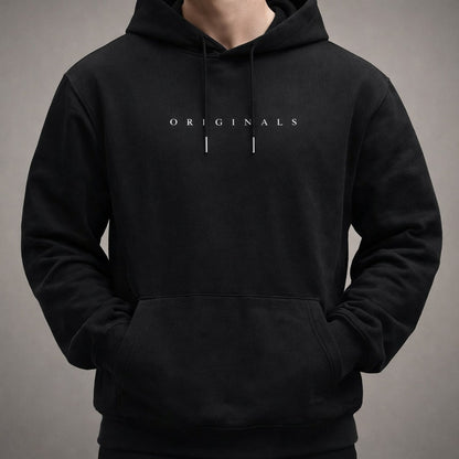 Relaxed fit pullover hoodie with drawstring hood, long sleeves, kangaroo pocket and chest lettering