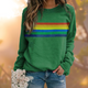 Women's striped sweatshirt with horizontal rainbow bands