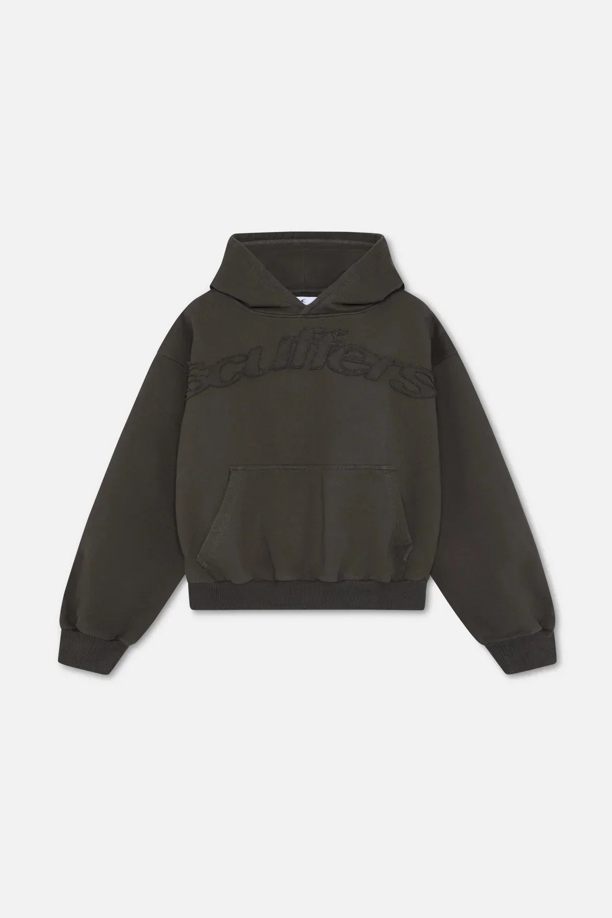 Women's hooded pullover hoodie with tonal chest lettering and kangaroo pocket