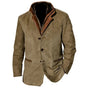 Men's button-up jacket with stand collar, long sleeves and front welt pockets