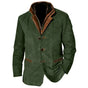 Men's button-up jacket with stand collar, long sleeves and front welt pockets