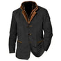 Men's button-up jacket with stand collar, long sleeves and front welt pockets