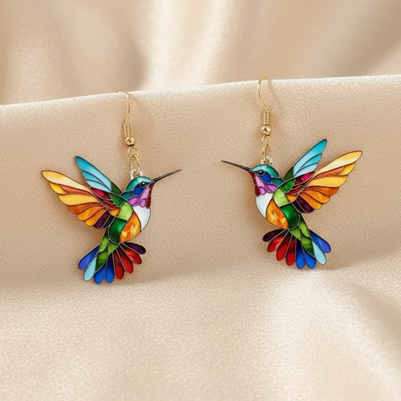 Rhea Hummingbird Statement Earrings 0