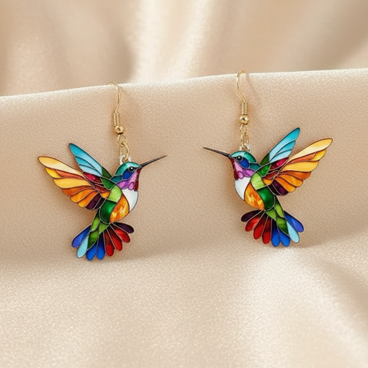 Rhea Hummingbird Statement Earrings 0