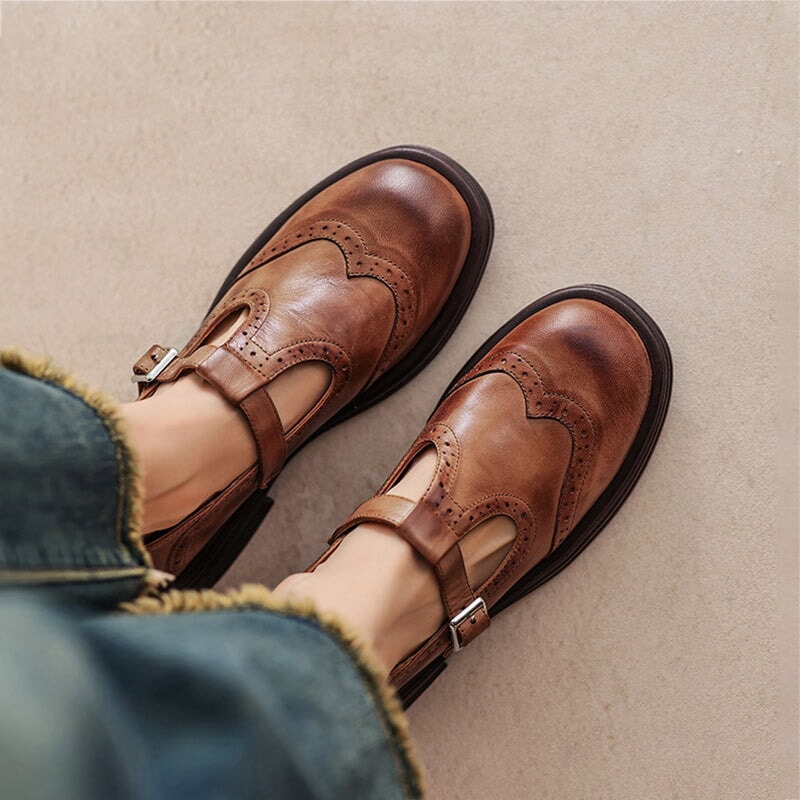 Rhea Leather Mary Jane Flats 0