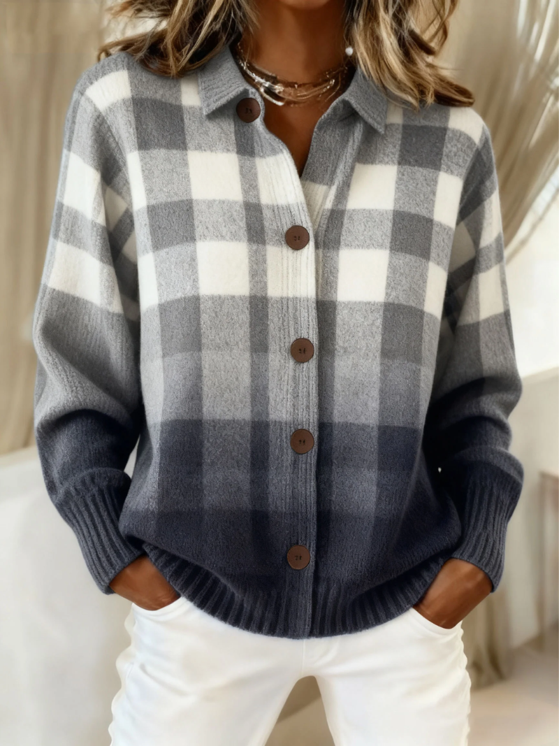 Rhea Ombre Plaid Cardigan 0