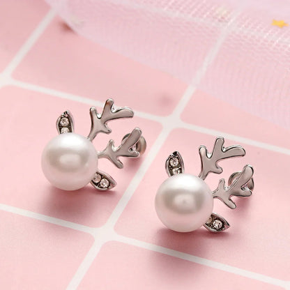 Rhea Pearl Reindeer Earrings 3
