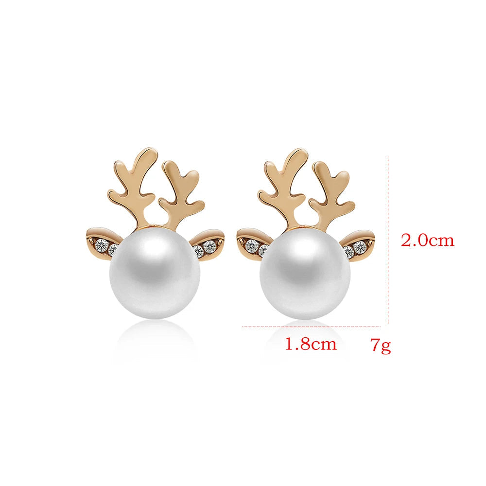 Rhea Pearl Reindeer Earrings 4