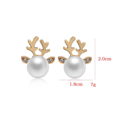 Rhea Pearl Reindeer Earrings 4