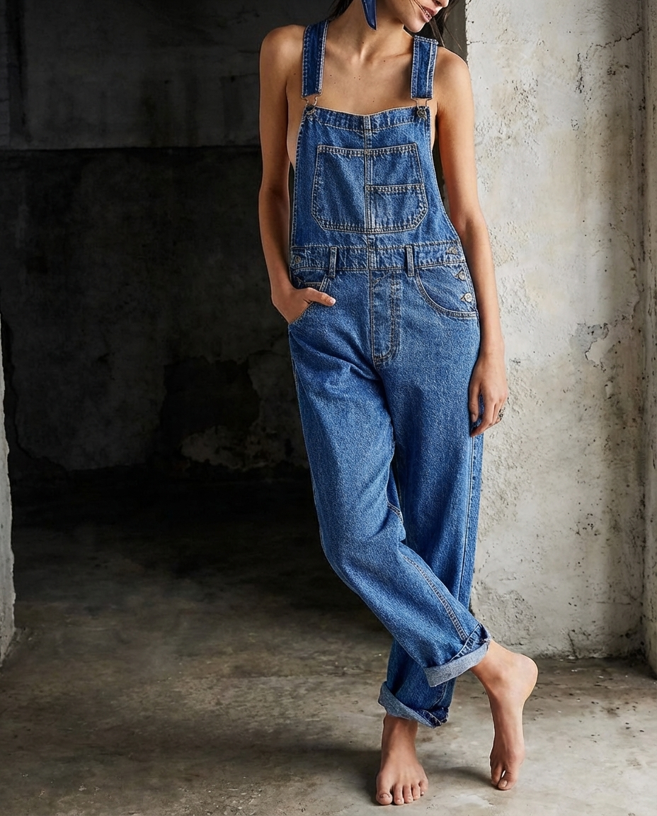 Rhea Relaxed Denim Overalls 1