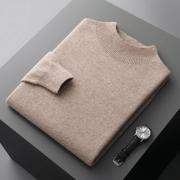 Men's plain crew neck sweater with long sleeves and ribbed trim