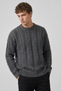 Men's ribbed cable knit crew neck jumper with long sleeves