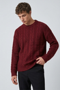 Men's ribbed cable knit crew neck jumper with long sleeves